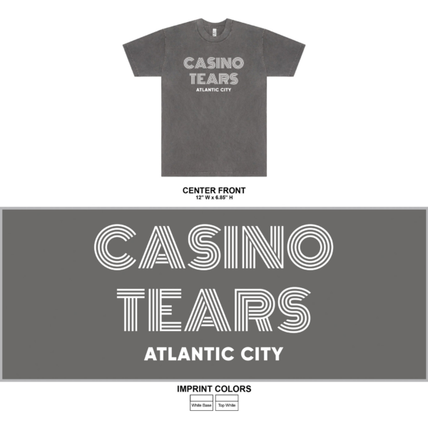 Casino Tears Vintage Gray, Crew Neck T-Shirt, ATLANTIC CITY